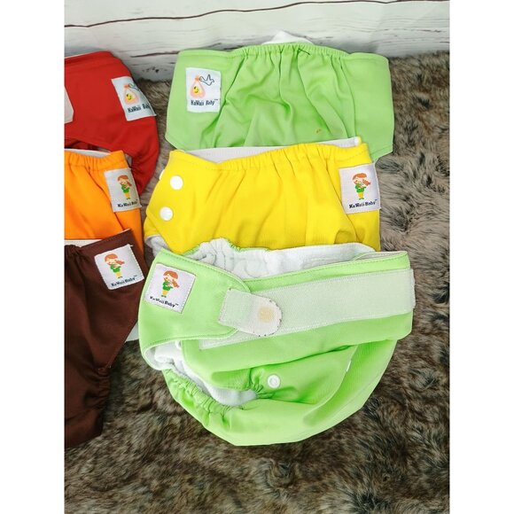 Kawaii Baby Reusable Cloth Diapers Adjustable Fit Multi-Color Pack Of 6 With Sna - Picture 4 of 8